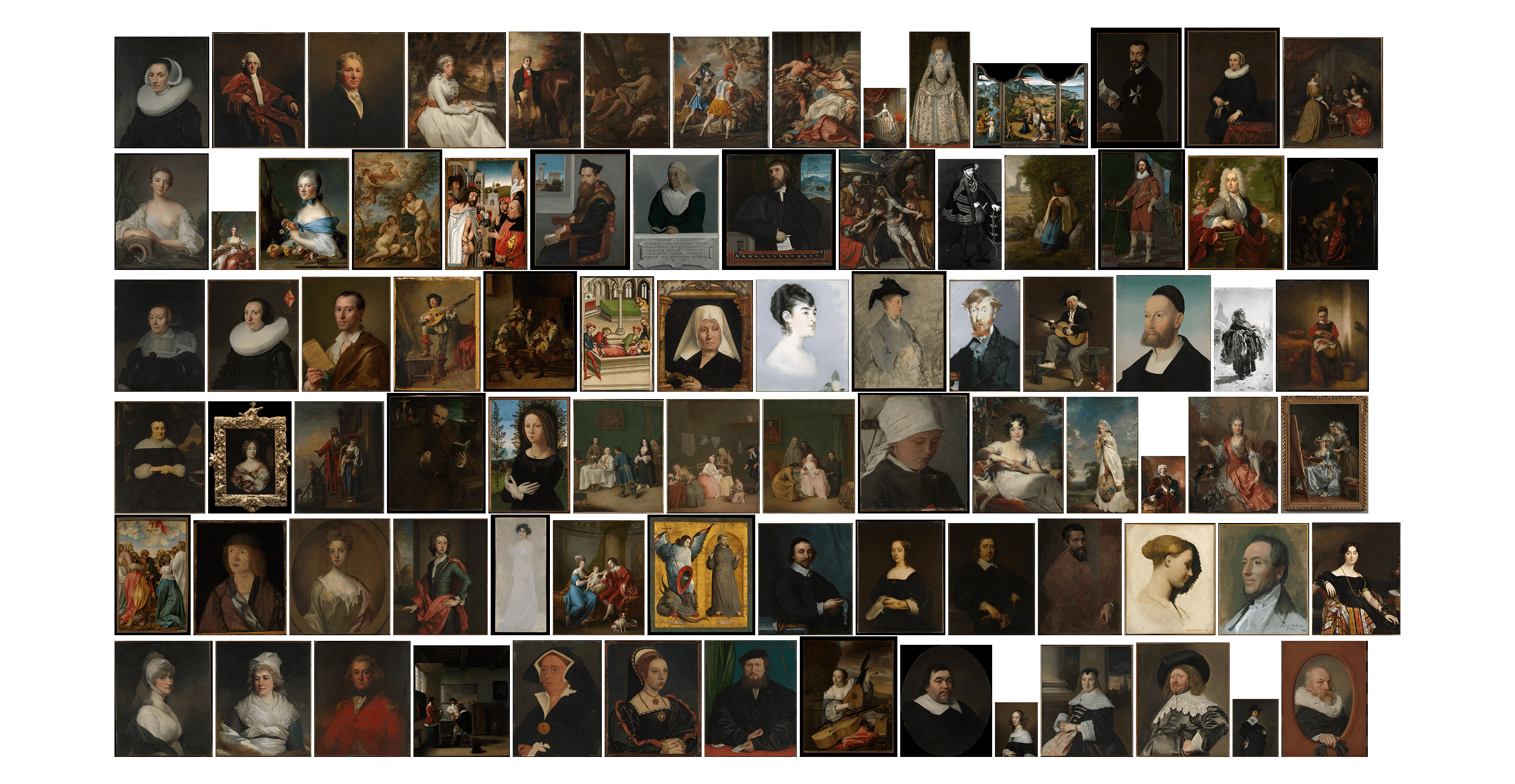 A collection of source portraits from the working corpus.