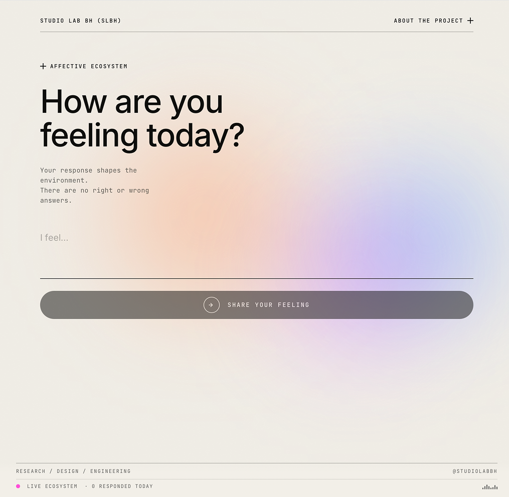 The ACG web portal, where visitors answer the affective prompt
